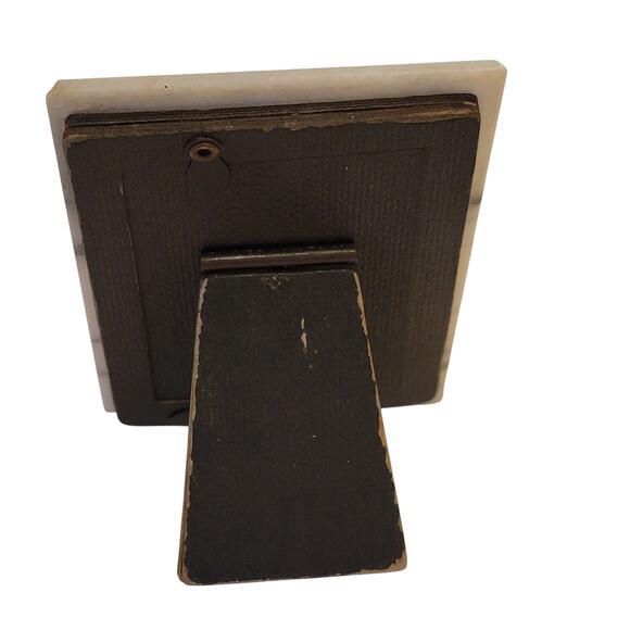 Vintage Marble Photo Frame Oval 4x3 Stone 1980s Mid Century Decor - Picture 7 of 10